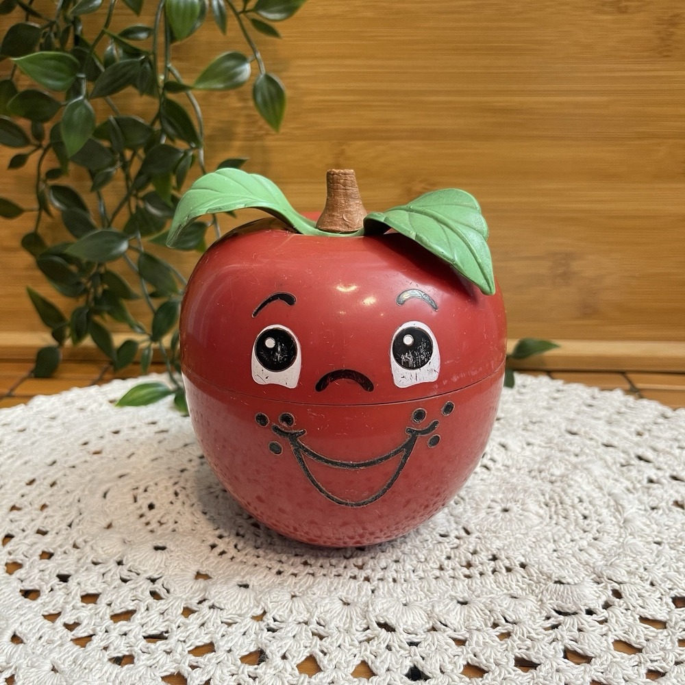 Vintage Fisher Price Happy Apple 435 Chime Toy 1972 Roly Poly Wobble Short Stem